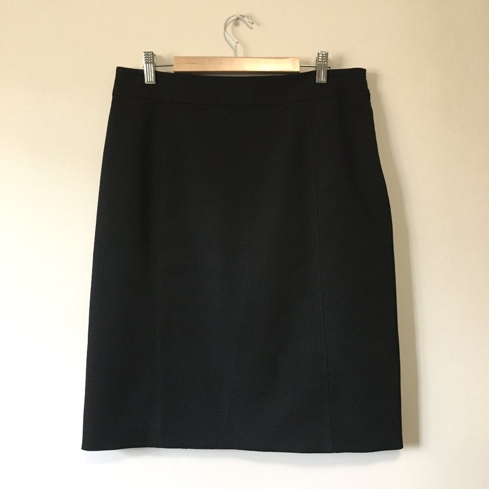 Vintage Cleo Black Career Skirt - Zigzag Stitched Kick Pleat - Made in Canada 🖤